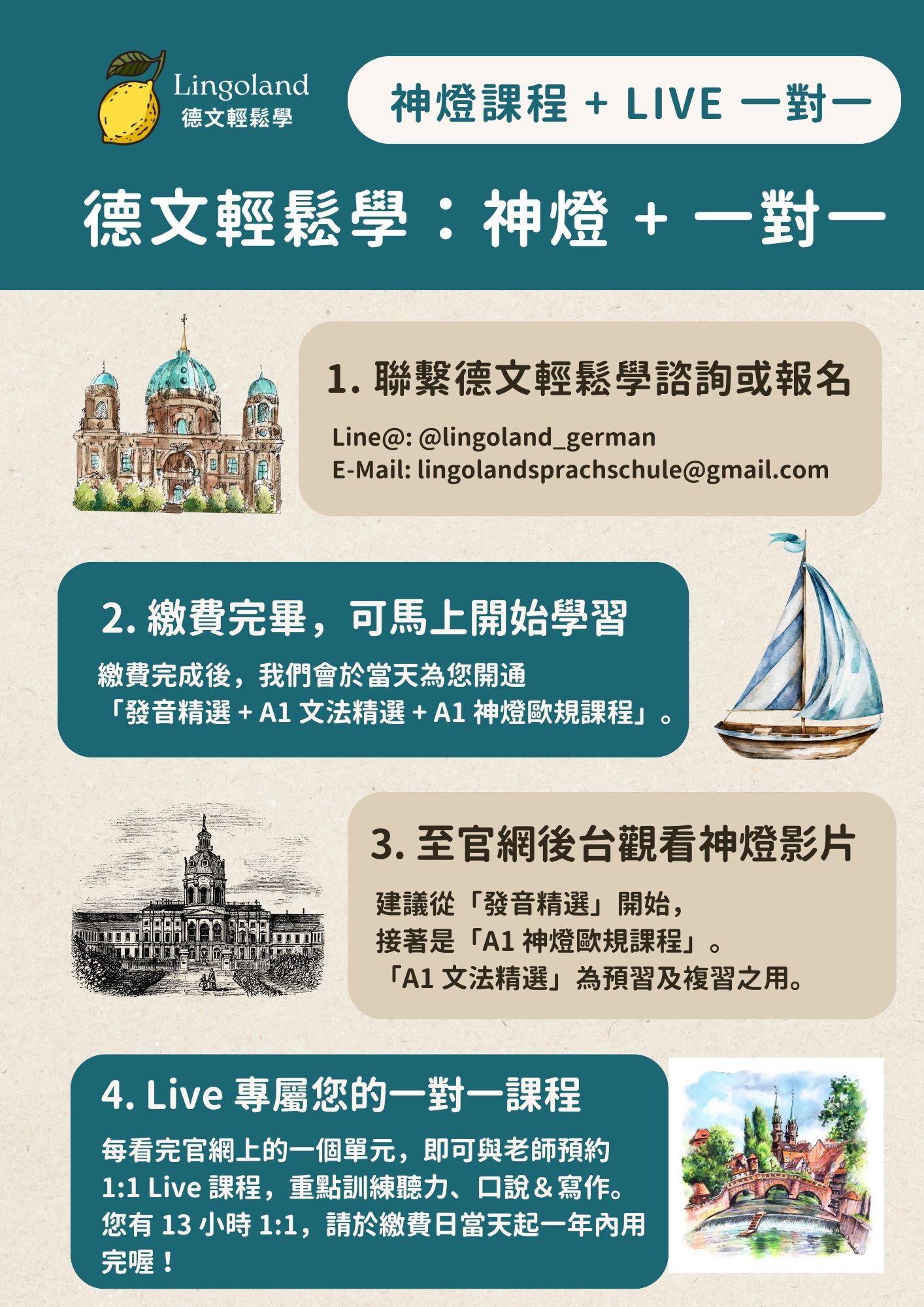晚班！2024 A1 德文暑假神燈密集班課表